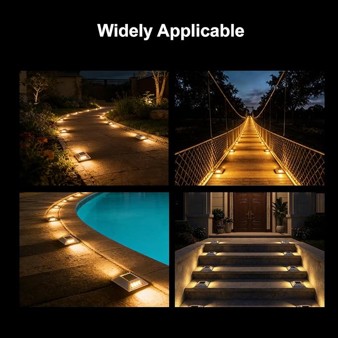 VATION LIGHTING Driveway Solar Dock Lights, 2 Colors Driveway Lights Solar Powered, IP67 Waterproof, Aluminum LED Outdoor Marker Deck Lights for Driveway, Pathway, White/Yellow, 12 Pack, FCC