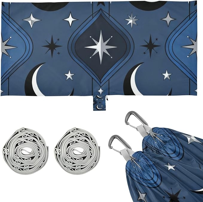 Celestial Pattern Outdoor Hammocks with Tree Straps Fabric Hammock for Camping & Hiking Essential