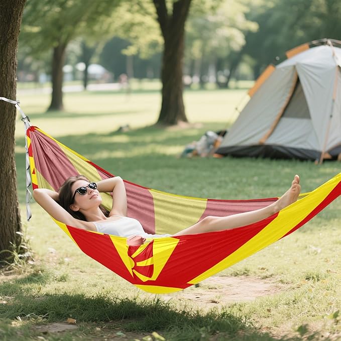 National Flag of North Macedonia Hammocks with Portabl Carry Bag Backyard Hammock for Indoor Outdoor Patio