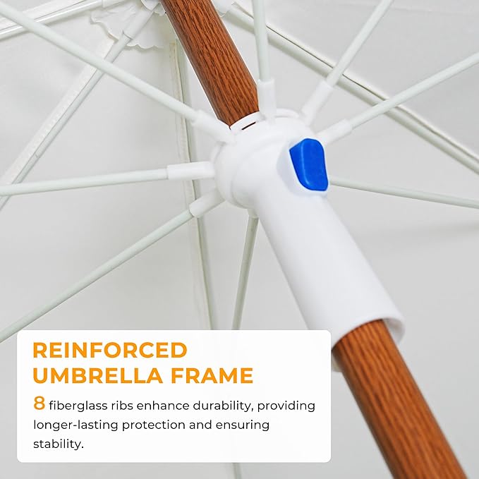 HOMEDEMO Boho Umbrella, Outdoor Umbrella with UPF50+ Sun Protection, Premium Aluminum Pole & Fiberglass Ribs, Includes Hanging Hook