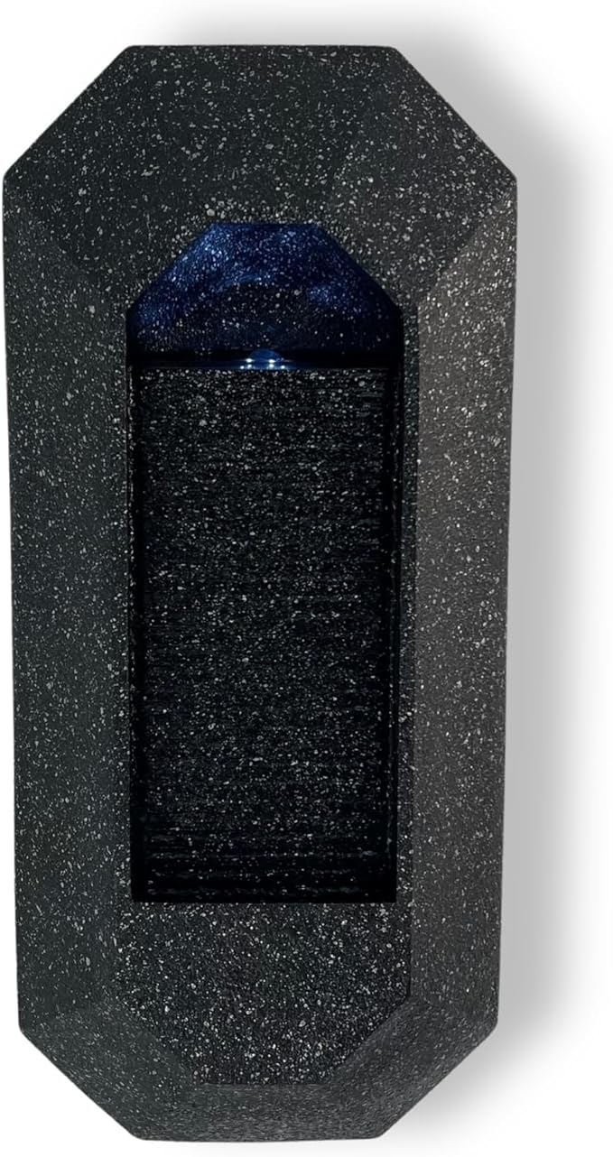 XBrand 23.3" H Black Wall Fountain with LED Light