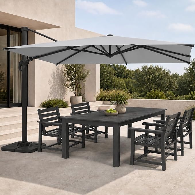 Cantilever Patio Umbrella, Large Square Outdoor Offset Umbrella with Aluminum Pole, 360-degree Rotation for Garden, Deck, Pool