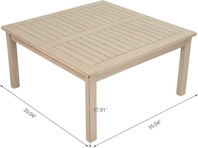Christopher Knight Home Andy Acacia Wood Outdoor Patio Furniture Set for 8, Patio Sofa Set with Cushions, 8-Seater Patio Conversation Set with Sofas, Club Chairs and Coffee Table, Light White+Sand