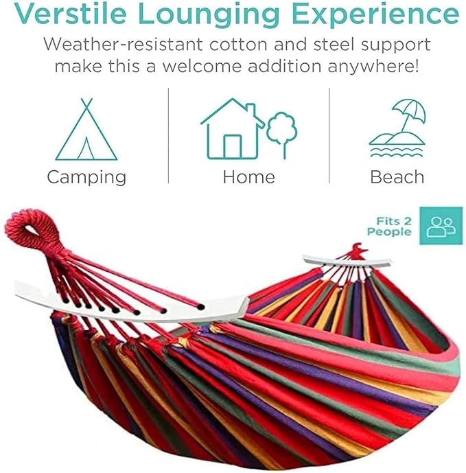 Outdoor Hammock, Portable Garden Hammock Sports Home Travel Camping Swing Canvas Stripe Hang Bed Hammock Double