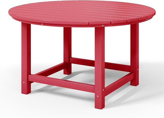 WestinTrends Malibu Kids Outdoor Patio Furniture HDPE 38" Wide Round Dining Table, Red