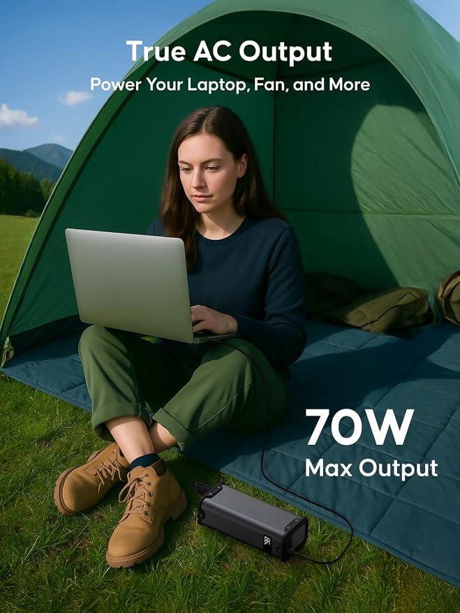 Portable Power Station with AC Outlet 99Wh 27000mAh Laptop Charger, Battery Pack 110V 70W Portable Power Station for Travel, Camping, Office, Blackout Emergency