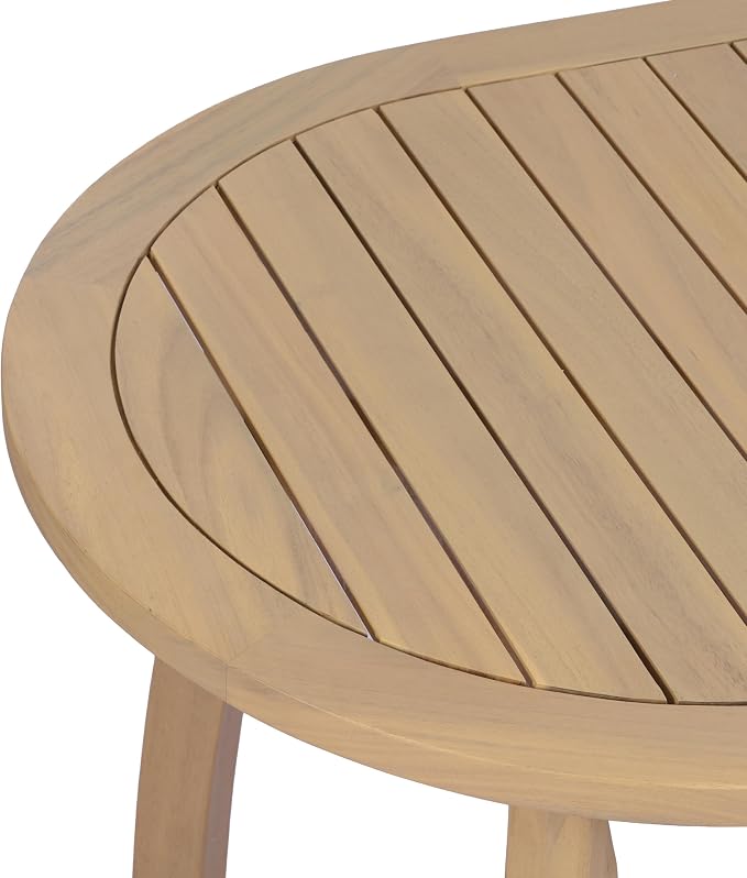 Christopher Knight Home Chuse Acacia Wood Dining Table Set for 6, Solid Wood Outdoor Dining Set for 6, 7 Piece Oval Patio Dining Table and Chair Set with Wicker Seat & Back, Light Brown + Light Teak