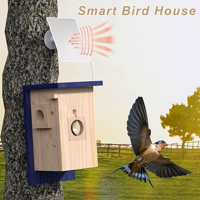 Birdhouse Camera – Solar Powered 1080P/2K HD Smart Nest Box, 2.4G WiFi Live View, Night Vision, Real-Time Bird Watching & Hatching, Outdoor Garden Bird Nest, Ideal Gift for Bird Lovers