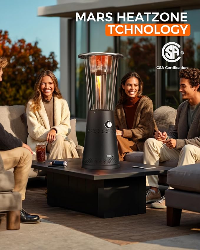 Tabletop Heater Patio Heater, 11,000 BTU Propane Patio Heater for Commercial, Balcony & Porch, Quartz Glass Tube, Portable Small Heater For Outdoor Use, Black