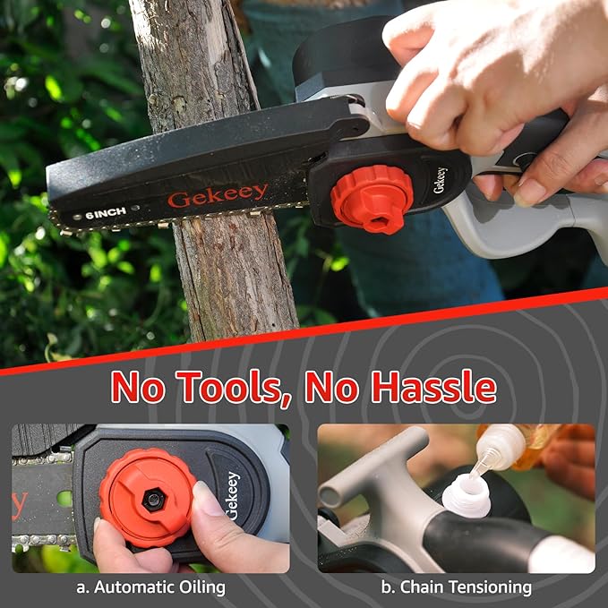 Electric Mini Chainsaw Cordless, 6 Inch Battery Chain Saw Handheld with Rechargeable Battery for Tree Trimming Wood Cutting, Gardening Tool Gifts for Men Dad Husband