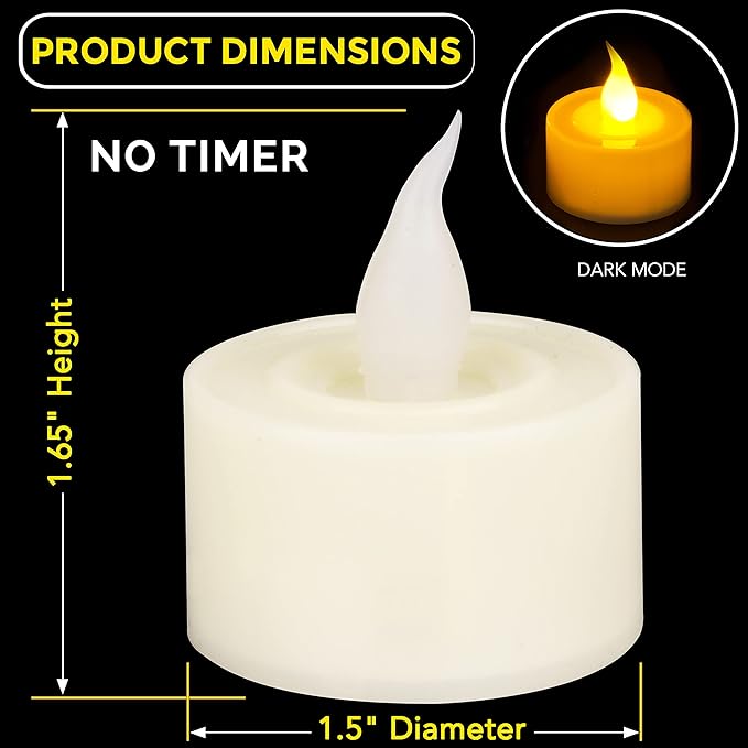 FURORA LIGHTING Ivory White LED Tealight Candles Pack of 24, Flameless Flickering Tealight Candles for Home Décor, 1.5’’(W) x 1.65’’(H), Battery Operated