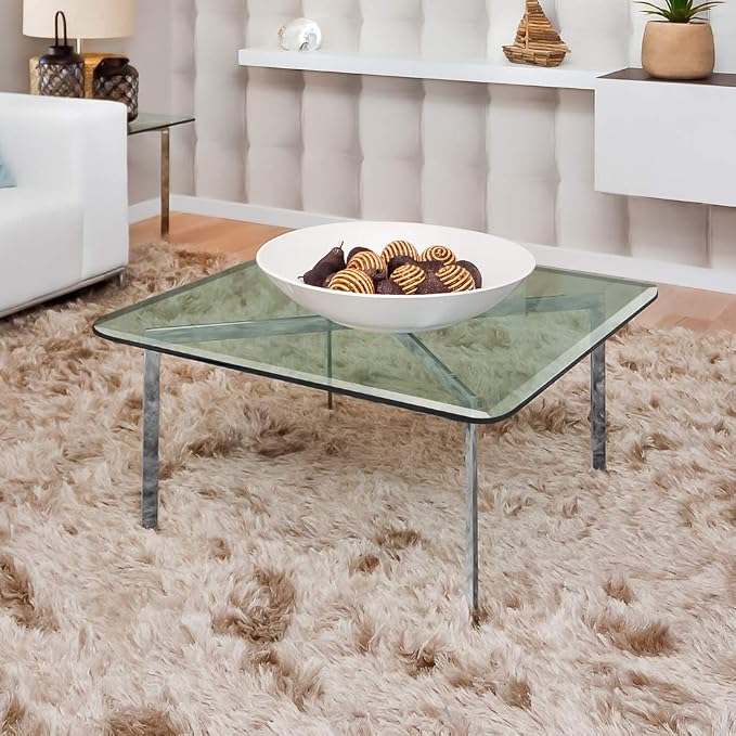 Dulles Glass 16 inch Square Glass Table Top - Tempered - 1/2" Thick Glass Surface, Safe Beveled Edge, Eased Corners, Multipurpose for Dining Table, Patio, Coffee and End Table