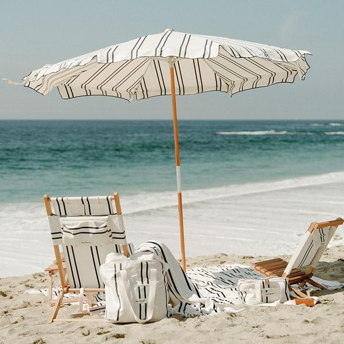 Business & Pleasure Co. Amalfi Umbrella - 7.2' Boho Beach Umbrella - Sturdy Yet Lightweight - UPF 50+ UV-Resistant Canvas