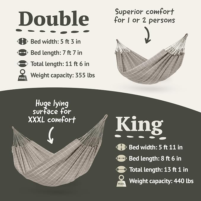 LA SIESTA Brisa Kingsize Outdoor Hammock — Colombian-Made Polypropylene, UV & Weather Resistant, for Backyard & Patio- Almond