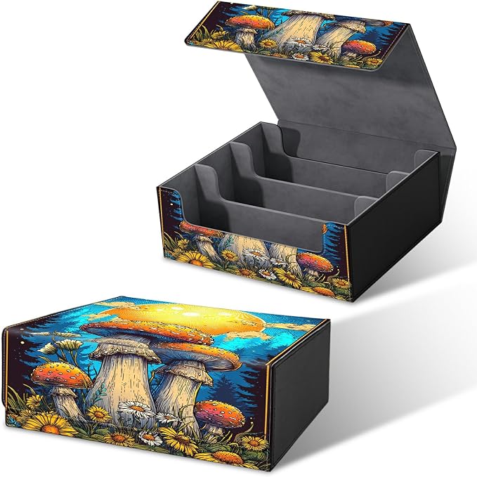 Large Card Deck Box for MTG, Fits 1200+ Sleeved Cards, PU Leather Storage Case with Strong Magnetic Closure, Multiple Colors Available for TCG CCG Baseball Card Collections, Strawberry Cat