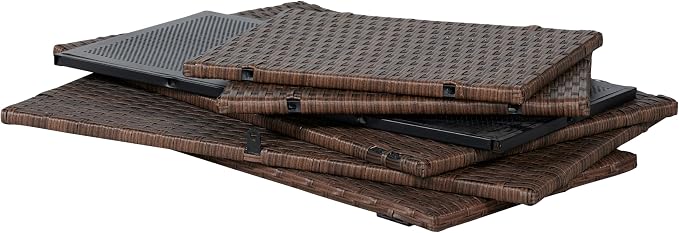 happimess TRK1000B Nino 31.5" Modern Minimalist Outdoor Faux Wicker Deck and Patio Storage Box, Brown, Soft-Close, for Package Delivery, Patio Furniture, Cushions, Gardening Tools, Pool Supplies