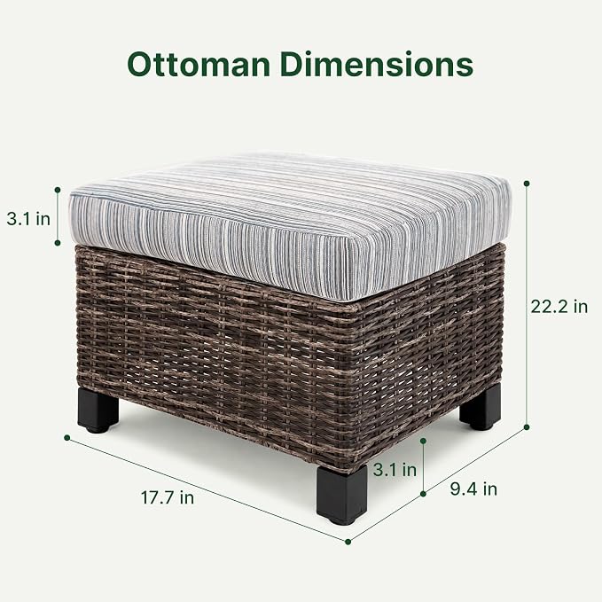 Wicker Patio Conversation Set, Outdoor Patio Chair Set with Deep Seating, Wide Armrests & Thick Cushions, All-Weather Outdoor Furniture Set for Patio, Porch, Deck & Backyard