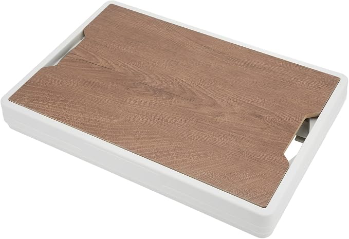 Ymiko Outdoor Storage Box, Storage Box with Wooden Panel 30L Removable Camping Box for Outdoor (White)