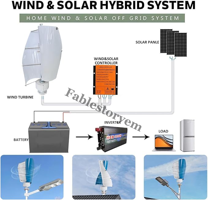 12000W Vertical Wind Power Turbine Generator Kit,12V/24V/48V Portable Maglev Wind Turbine Generator with Charge Controller for Boats Cabins Mobile Homes,E-24V