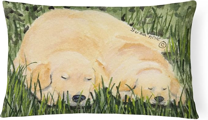 Caroline's Treasures SS8838PW1216 Golden Retriever Canvas Fabric Decorative Pillow Machine Washable, Indoor Outdoor Decorative Pillow for Couch, Bed or Patio, 12HX16W