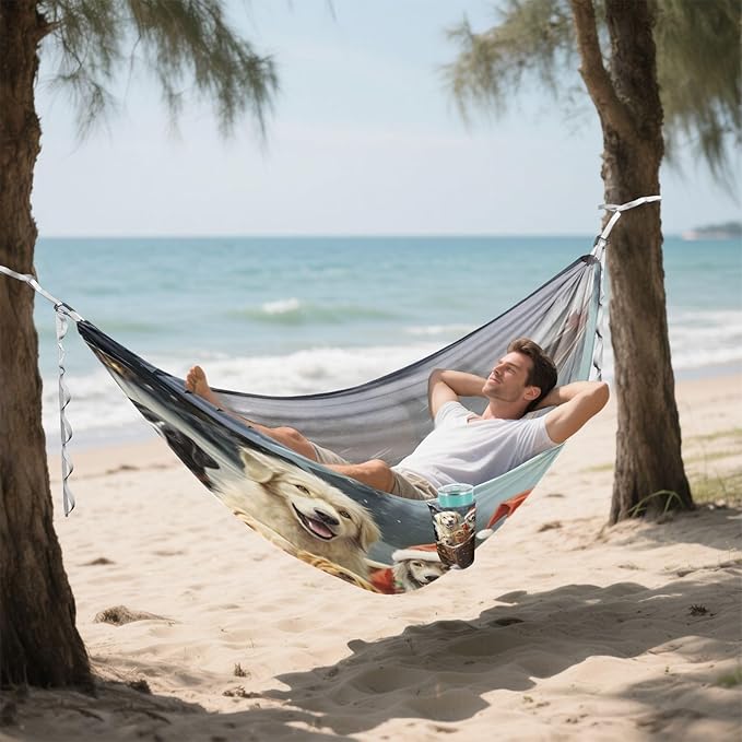 FRMG Christmas Dog Hammock 500 lbs Capacity Portable Hammocks with Tree Straps & Attached Carry Bag, Camping Essentials Gear, 2010114a