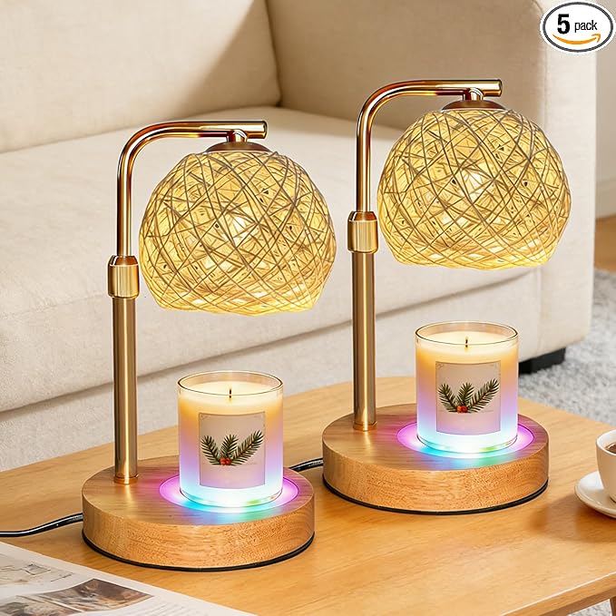 2-Pack Christmas Wax Warmer Lamp with Timer, Dimmable Flameless Candle Melting Lamp with Festive Design, No Smoke, Perfect Xmas Gifts for Mom Friends Family Holiday