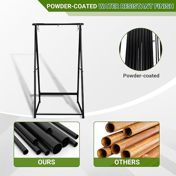 Heavy Duty Hammock Stand, Powder Coated Steel Frame, 660lbs Capacity, Fits Most Hammocks and Swing Chairs (39.4”x37.4”x70.9”), for Patio, Yard, Garden, Balcony
