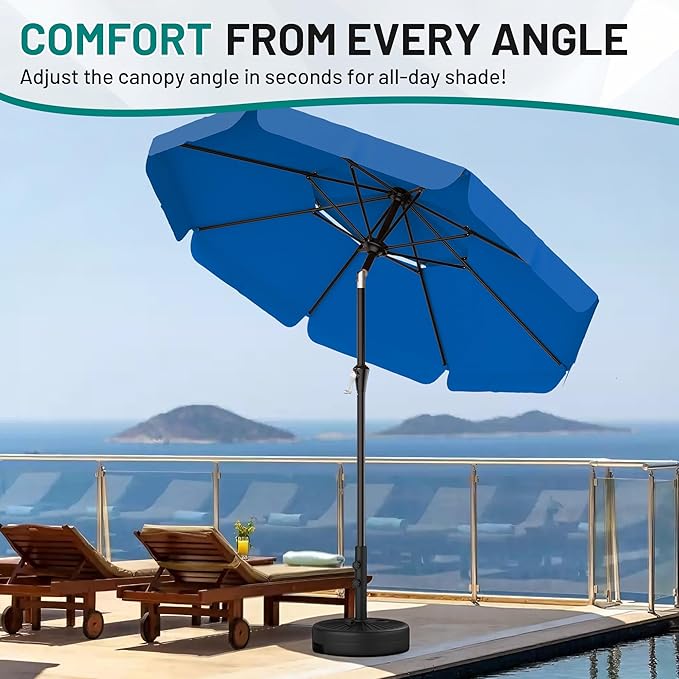 AreShark 9ft 2-Tier Patio Umbrella with Valance - Outdoor Umbrella Waterproof UV Protection, Market Table Umbrella w/Push Button Tilt&Crank for Pool, Porch, Garden(Royal Blue)