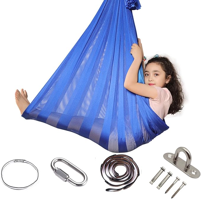 Elastic Sensory Therapy Swing for Autism ADHD ADD Kids Hammock Mesh Cloth for Children with Special Needs Adjustable Indoor Outdoor (Color : Pink, Size : 100 x 280 cm)