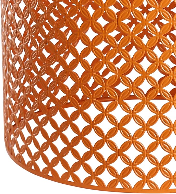 Set of 3 Outdoor Side Table, Garden Stool for Patio, Metal Accent Table Modern End Table, Patio Side Table for Garden, Balcony, Bedroom Indoor Outdoor Decorative (Orange)