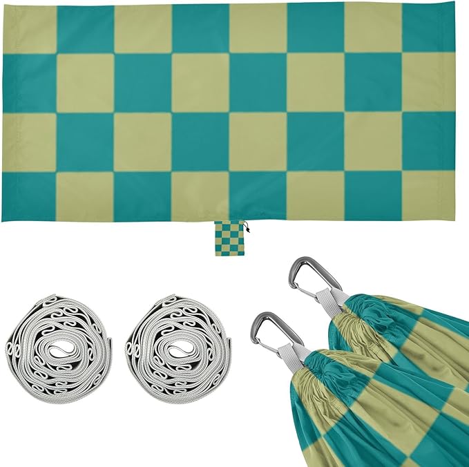 Teal Khaki Checker Plaid 330lb Capacity Hammocks with Portabl Carry Bag Portable Hammock for Outside Beach Patio Garden accesorios para campamento