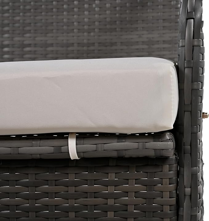Merax Outdoor Rattan Loveseat, Patio Conversation Sets, Convertible to Four Seats with Table Sofa for Backyard, Garden and Lawn, Beige