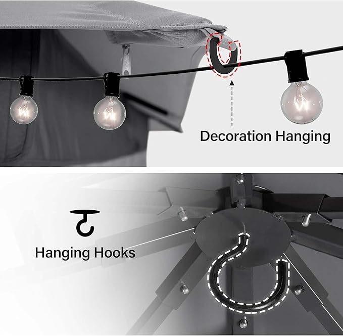 LAUSAINT HOME Patio Gazebo 10'x10', Outdoor Heavy Duty Party Tent Shelter with Double Roofs, Mosquito Nettings for Backyard, Garden, Lawn, Gray