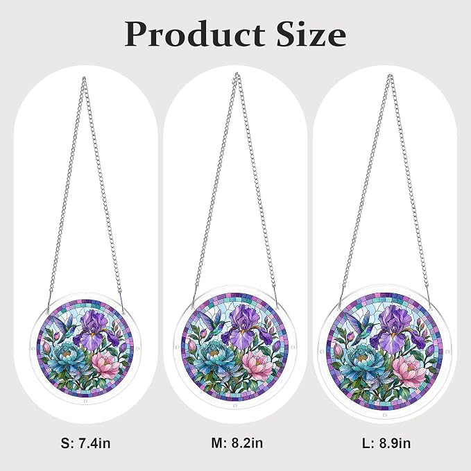 Acrylic Puzzle Suncatcher, Sun Catchers Puzzle for Window Hanging | 8.9 Inch Iris Floral DIY Suncatcher Puzzle for Adults, Ideal Gifts for Women, Men, Wife, Mom, Home & Garden Decor