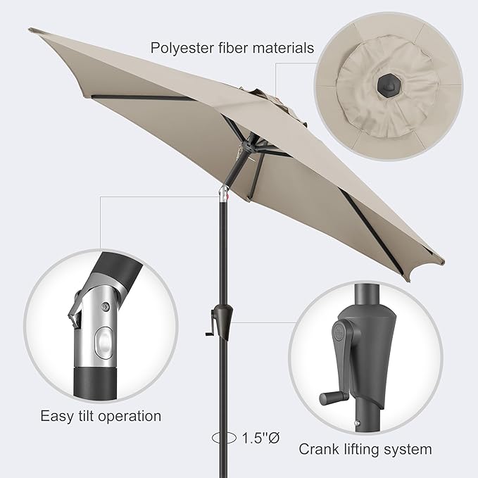 Jarka&Co 7.5ft Patio Umbrella Outdoor - Table Outdoor Umbrella with Push Button Tilt Waterprool UV Protection, Sun Umbrella for Pool, Porch, Garden, Deck, Backyard (Taupe)