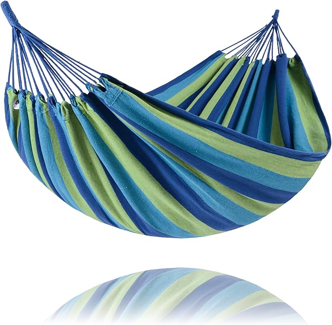 SUNCREAT Hammocks Outdoor Camping Double Hammock, Hammock Replacement for Stand, Blue & Green