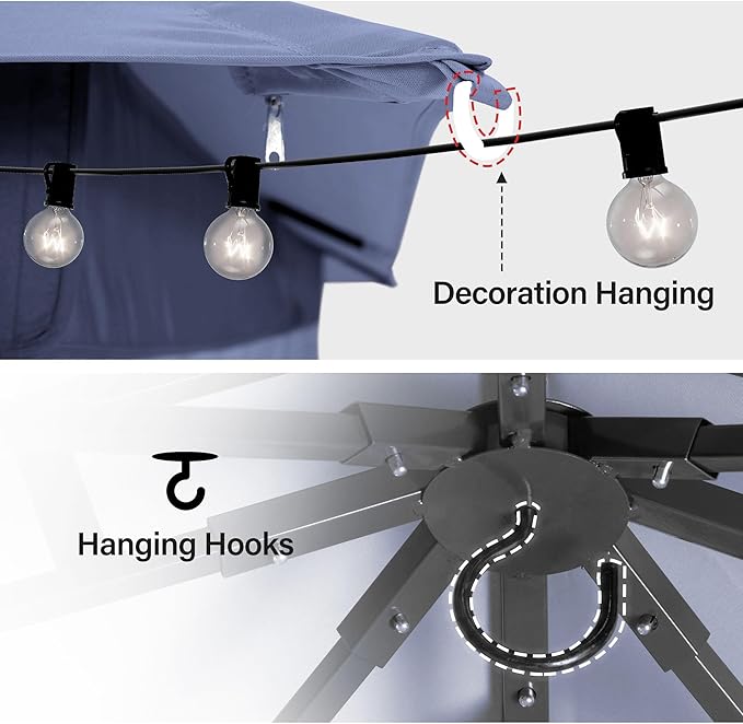 LAUSAINT HOME Patio Gazebo 8'x8', Outdoor Heavy Duty Party Tent Shelter with Double Roofs, Mosquito Nettings and Privacy Screens for Backyard, Garden, Lawn, Navy Blue