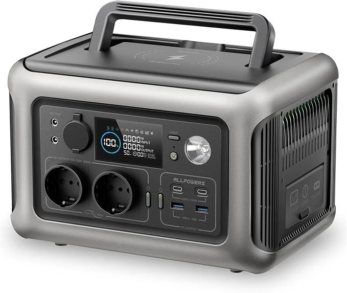For ALLPOWERS, R600 Portable Generator 299Wh 600W Powerstation With AC Outlets LiFePO4 Battery For Home Tents Outdoor RV Camping(1pcs,UK)