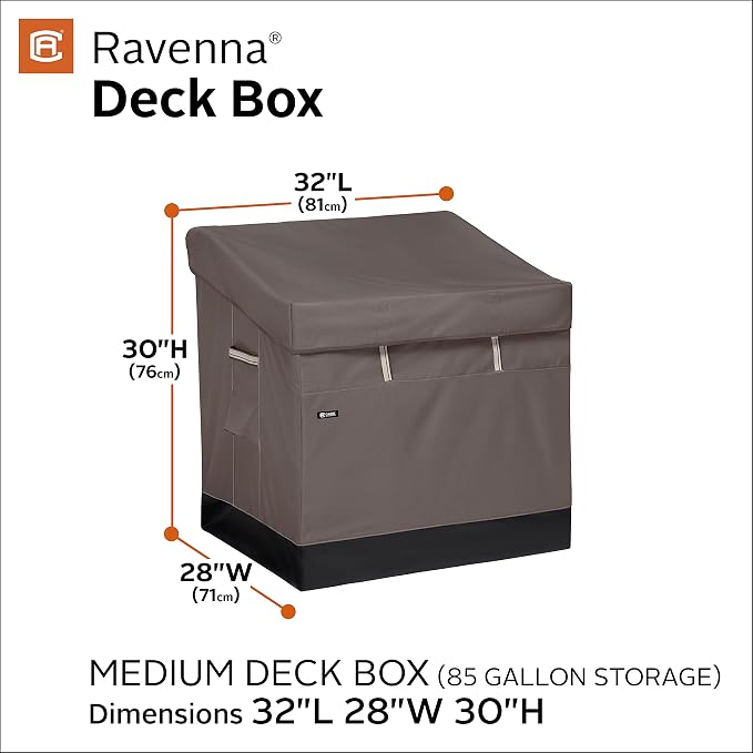 Classic Accessories Ravenna Water-Resistant 85 Gallon Deck Box, outdoor storage box