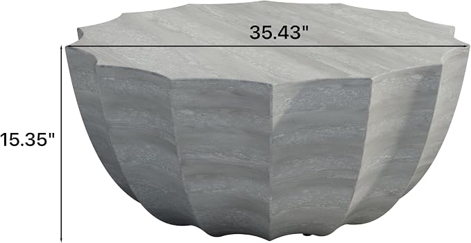 35.43" Round Outdoor Coffee Table, Durable MgO Cement Design – Waterproof for Patio, Garden & Living Room, Stylish & Low-Maintenance (Marble white-11-35.43")