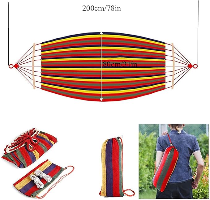 Double Hammock Swing Chair Outdoor, Camping Hammocks for Outside, Hammocks for Trees Chair, Double Polyester Hammock, Tree Hooks & Storage Bag, for Travel Patio Garden