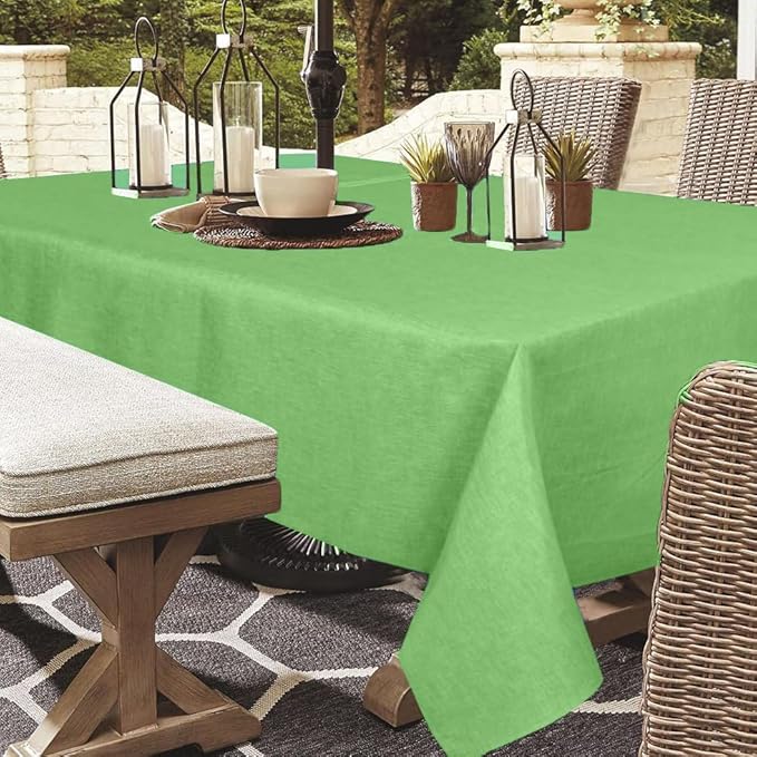Outdoor Tablecloth Wrinkle-Free Stain Resistant Waterproof Polyester Fabric Table Cover with Zipper Umbrella Hole for Picnic/Party/Dinner/Patio Garden(60×84inch,Zippered,Olive Green)
