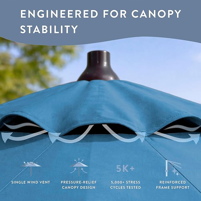 California Umbrella 10-Year Protection 7.5 Ft Outdoor Patio Umbrella, Pacifica Fade-Resistant Fabric, Auto-Tilt, Heavy Duty Aluminum Frame, 8 Reinforced Ribs for Pool or Deck, Bronze Pole, Capri