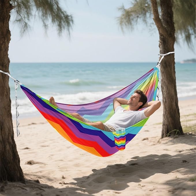 Rainbow Digital Papers 330lb Capacity Hammocks with Tree Straps Indoor Hammock for Camping & Hiking Essential hamaca para adultos