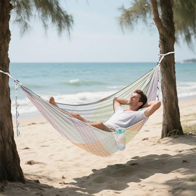 Colored Square with Irregular Lines 330lb Capacity Hammocks with Portabl Carry Bag Backyard Hammock for Outside Patio Garden para ir de Camping