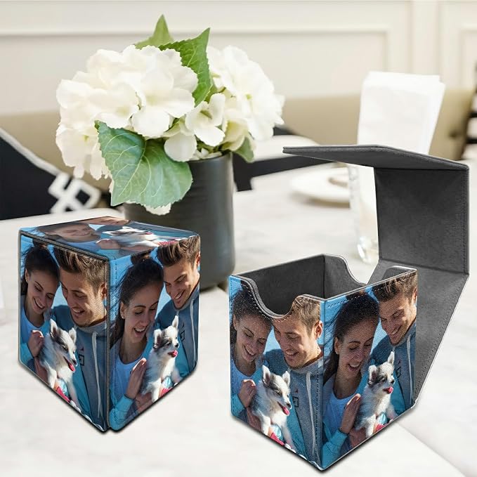 Customized Card Deck Box for MTG, Personalized Card Storage Case Fits 120+ Sleeved Cards, Premium Leather TCG Box with Strong Magnetic Closure for Magic, CCG, PTCG, Baseball Cards