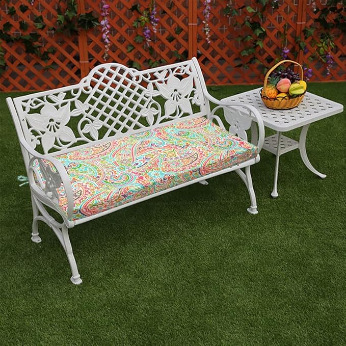 FUNHOME Outdoor Cushion Covers,54" x 18" x 3", No Insert! Patio Cushion Covers Replacement for Outdoor Furniture,Water Resistant Patio Bench Loveseat Covers 1 Pack, Melora Paisley(Covers ONLY)