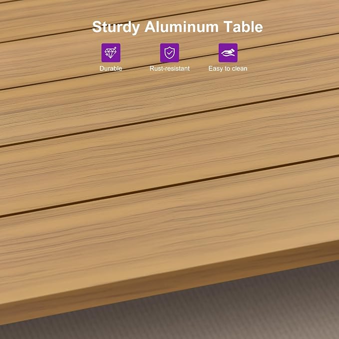 PURPLE LEAF 11 Pieces Outdoor Dining Set All-Weather PE Rattan Outdoor Patio Furniture Set with All Aluminum Frame Rectangular Table and Chairs Set for Lawn Garden Backyard Deck, Teak