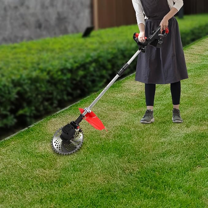 21V Cordless Grass Trimmer Lawn Grass Brush Cutter Blade Whipper Snipper + 2 Battery, Lightweight Weed Wacker/Mower, for Garden and Yard Lawn