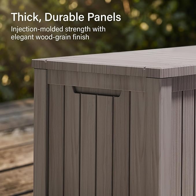 120 Gal Waterproof Outdoor Storage Deck Box, UV-Resistant & Lock Lid Resin | Heavy-Duty Large Patio Outside Cushions for Garden Tools,Pool Accessories,Package Delivery,Chest,Toys,Furniture